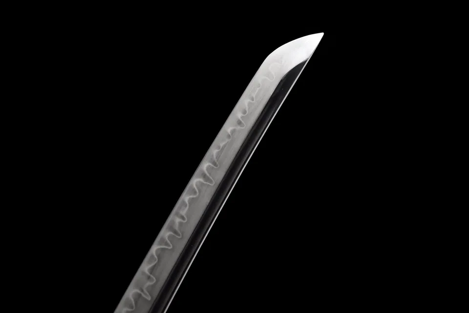 Katana Akebono en acier T10, lame polie à hamon de 71 cm, saya laquée, vue 8