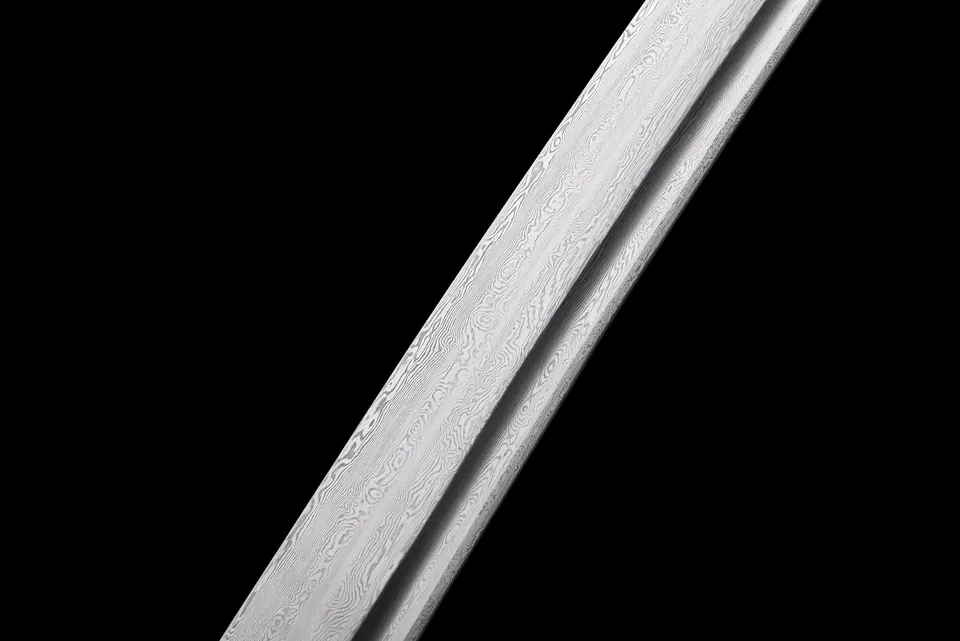 Wakizashi Ginryū en acier de Damas, saya noire à dragon d'argent, vue 8