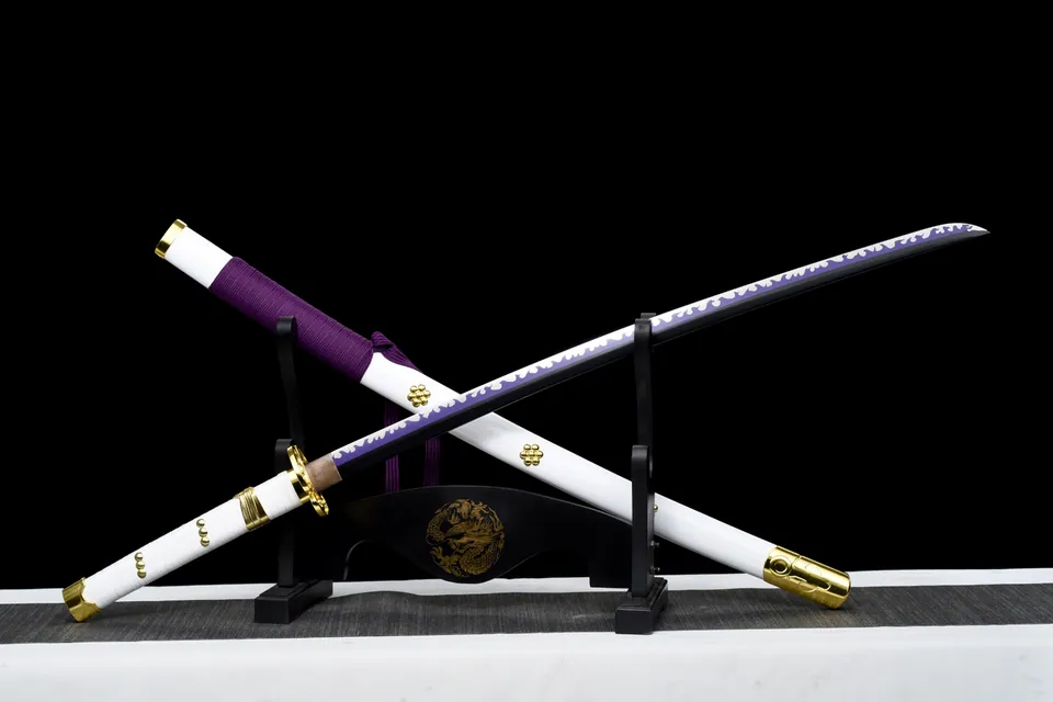 Katana Ame no Habakiri inspiré de One Piece, acier carbone 1060, vue 3