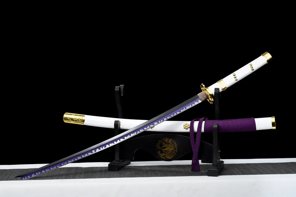 Katana Ame no Habakiri inspiré de One Piece, acier carbone 1060, vue 4