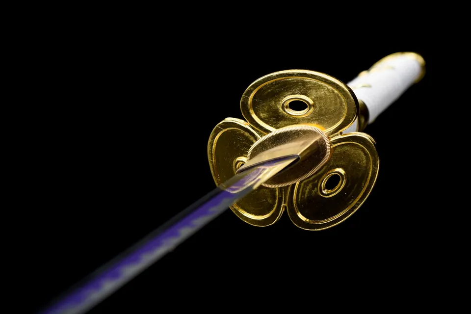 Katana Ame no Habakiri inspiré de One Piece, acier carbone 1060, vue 6