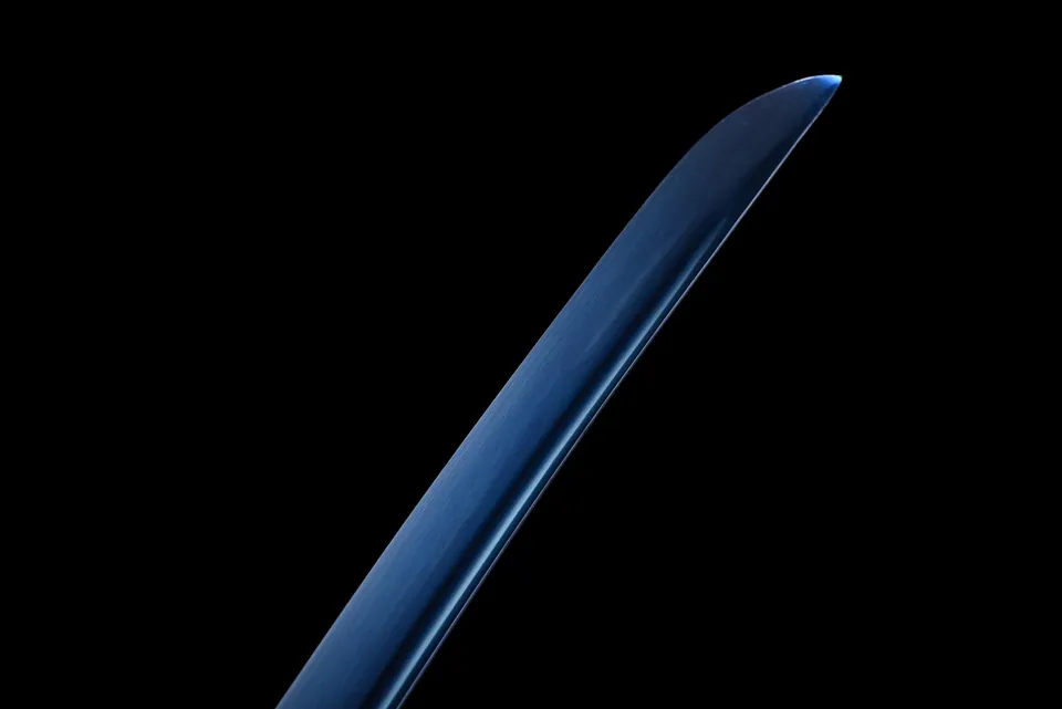 Katana Aoi Yoru en acier 1060, saya bleue et motifs dorés, 103 cm, vue 5