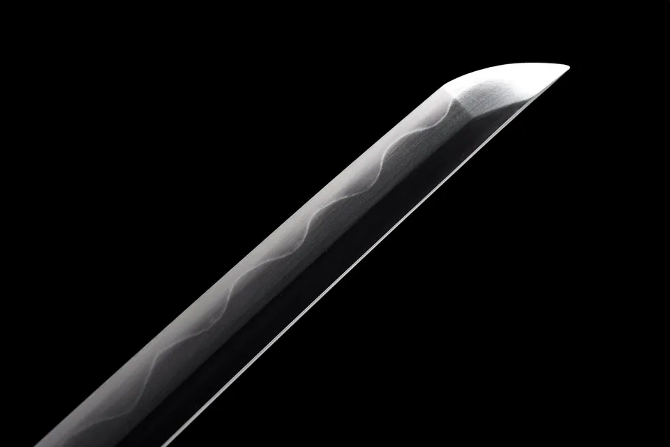 Katana Arashi-kage en acier damas, hamon et poli miroir, vue 5