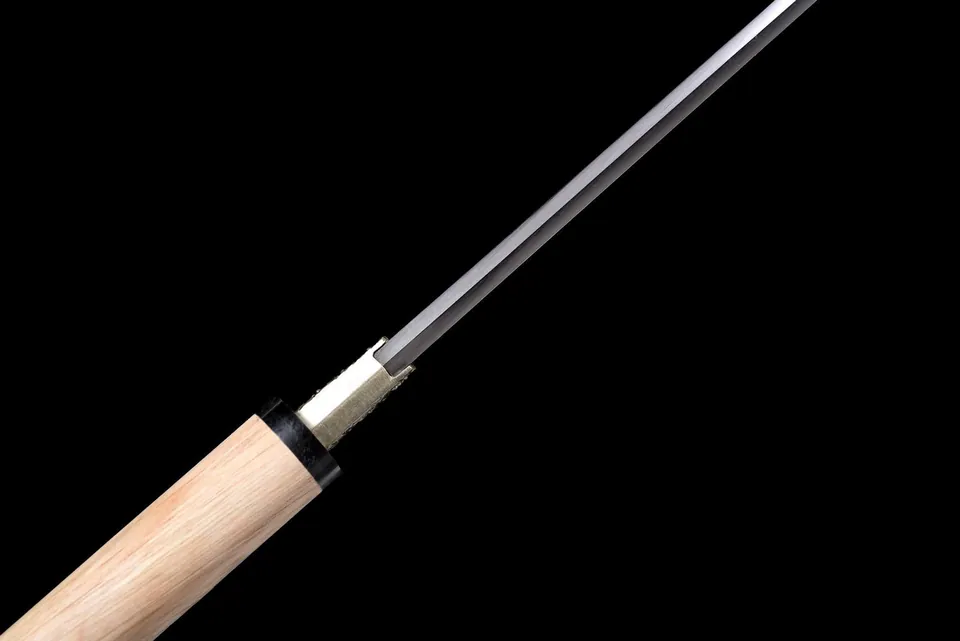 Katana Arashi-kage en acier damas, hamon et poli miroir, vue 7