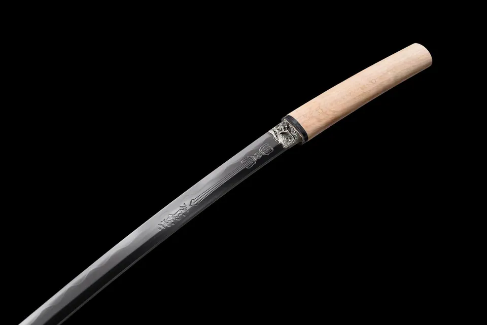 Katana Arashi-kage en acier damas, hamon et poli miroir, vue 8