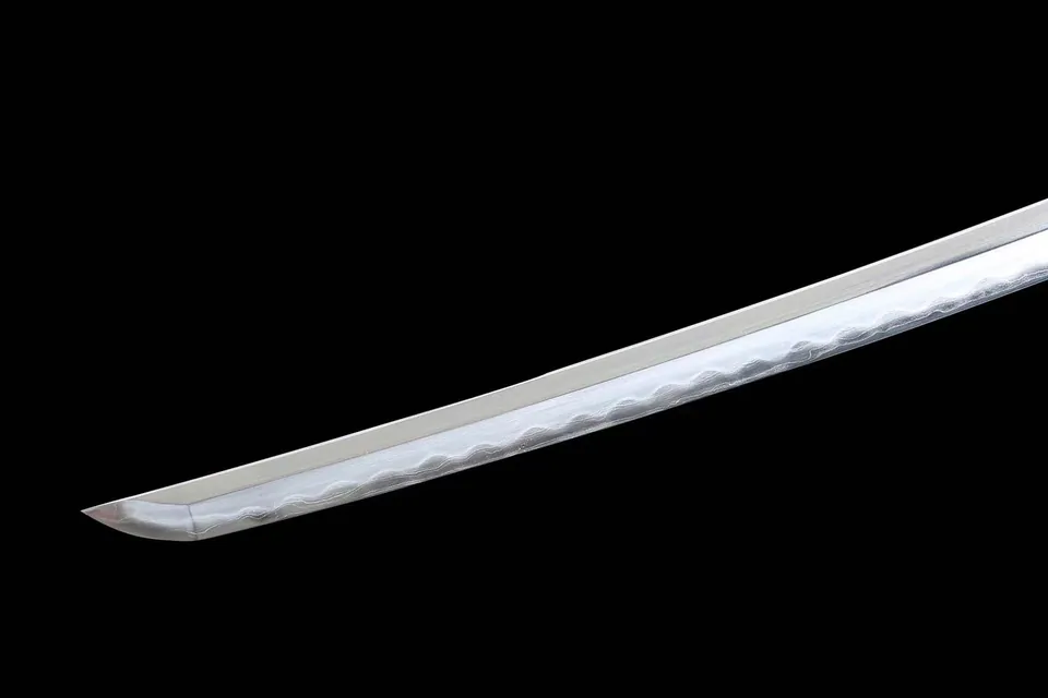 Katana Densetsu en acier san mai, tsuba en laiton doré et argenté, vue 3
