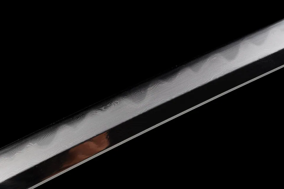 Katana Edo no Hana en acier san mai, saya laqué scènes Edo, vue 6