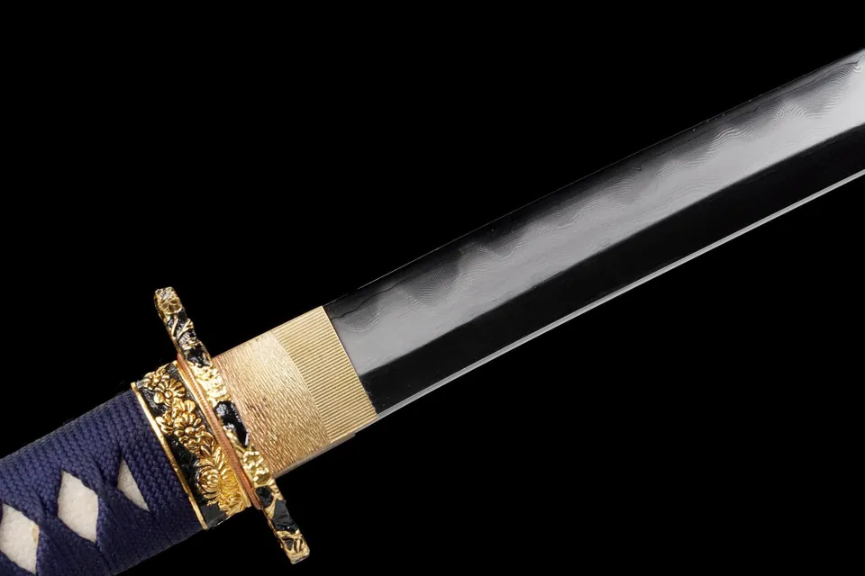 Katana Edo no Hana en acier san mai, saya laqué scènes Edo, vue 7