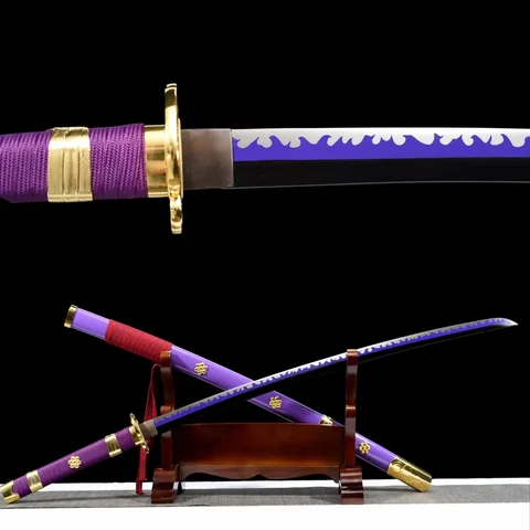 Katana Enma One Piece en acier 1060, tsuba en fer sculpté