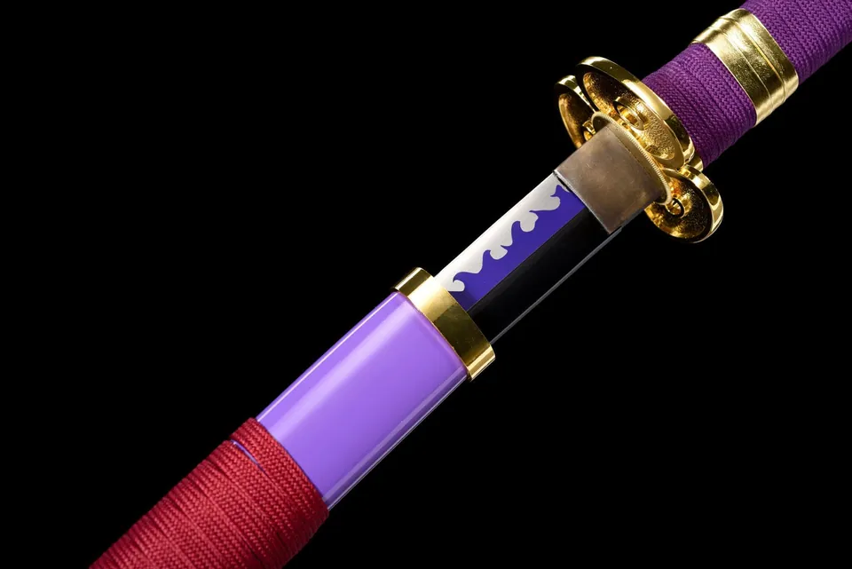 Katana Enma One Piece en acier 1060, tsuba en fer sculpté, vue 6