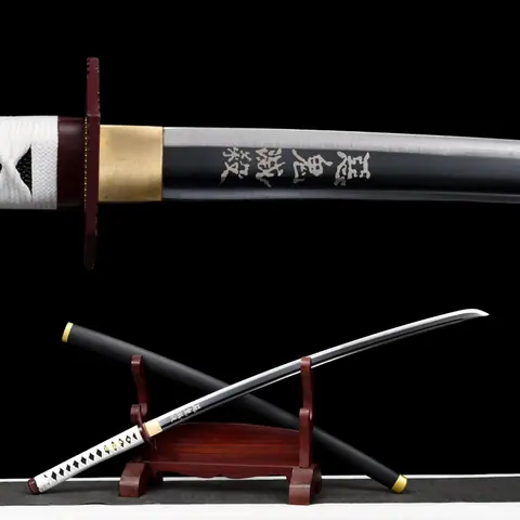 Katana Giyu Tomioka Demon Slayer en acier 1060, tsuba en fer
