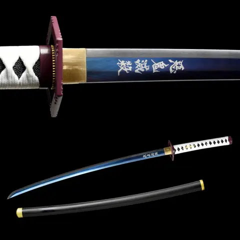 Katana Giyu Tomioka V2 inspiré de Demon Slayer, acier carbone 1060