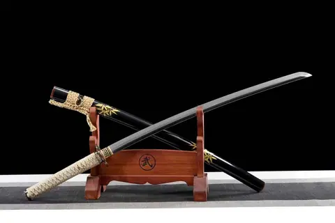 Katana Ha en acier kobuse T10 et damas, tsuka en galuchat