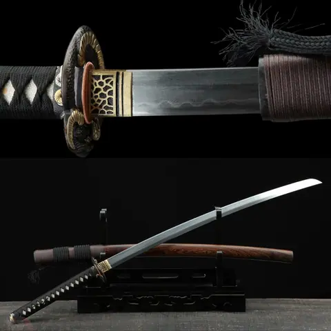 Katana Hebi en acier damas avec hamon, longueur totale de 105 cm