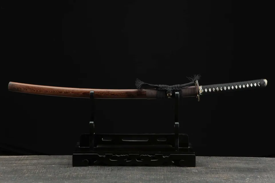 Katana Hebi en acier damas avec hamon, longueur totale de 105 cm, vue 2
