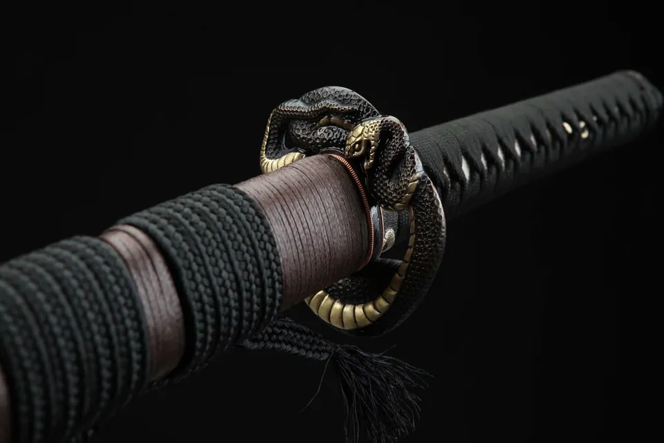 Katana Hebi en acier damas avec hamon, longueur totale de 105 cm, vue 7