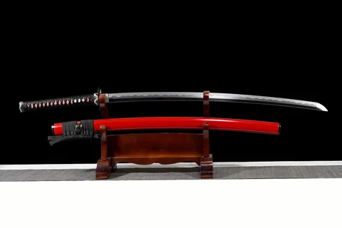 Katana Hebi no Hi, hamon midare, tsuba au serpent noir et or