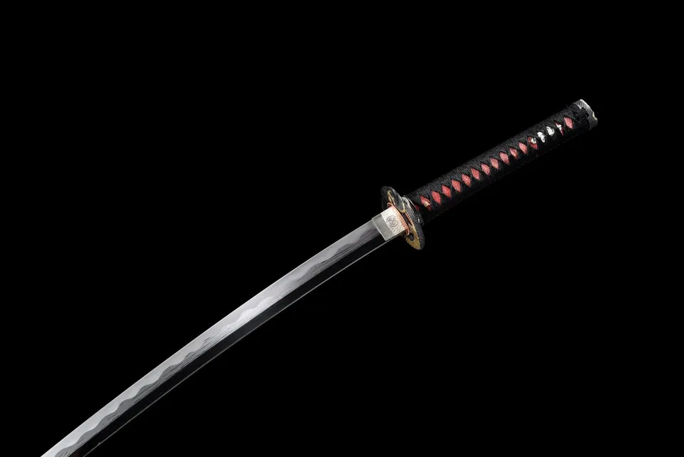 Katana Hebi no Hi, hamon midare, tsuba au serpent noir et or, vue 8