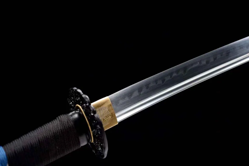 Katana Inazuma en acier T10, lame polie miroir avec hamon, vue 5