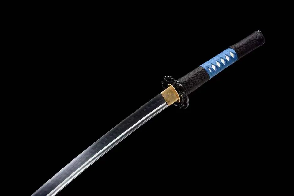 Katana Inazuma en acier T10, lame polie miroir avec hamon, vue 7