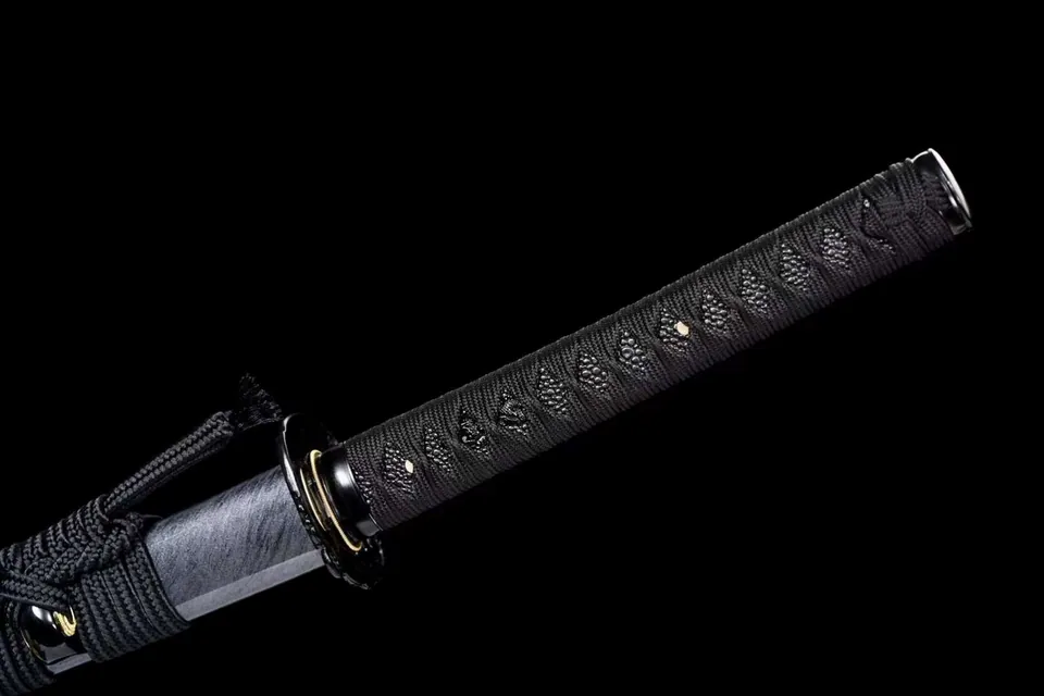 Katana Kage en acier au manganèse noirci, saya en bois d'ébène, vue 5