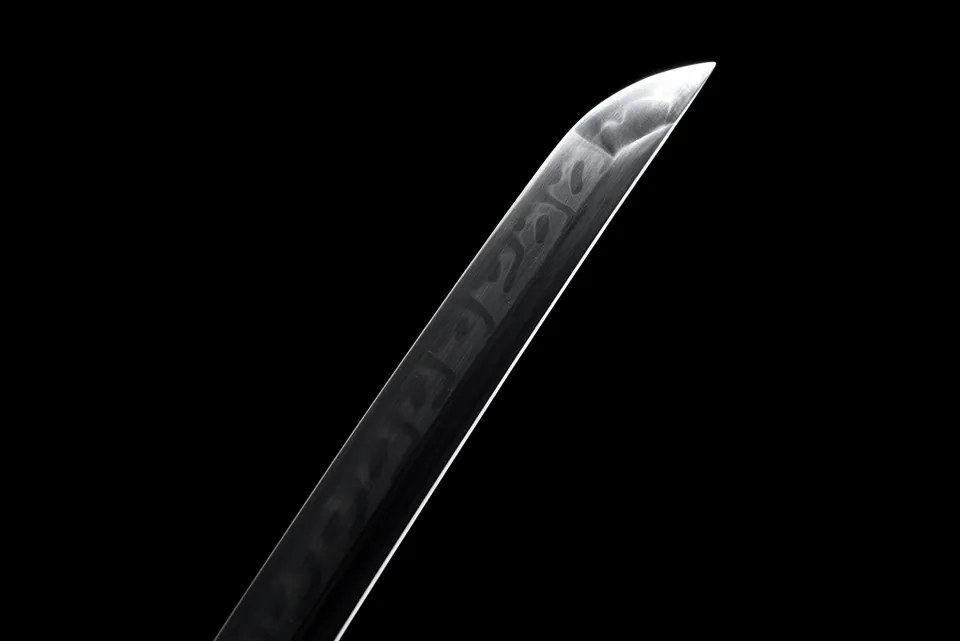 Katana Kageho en acier T10 à hamon, saya noire mate à kurigata laqué, vue 5