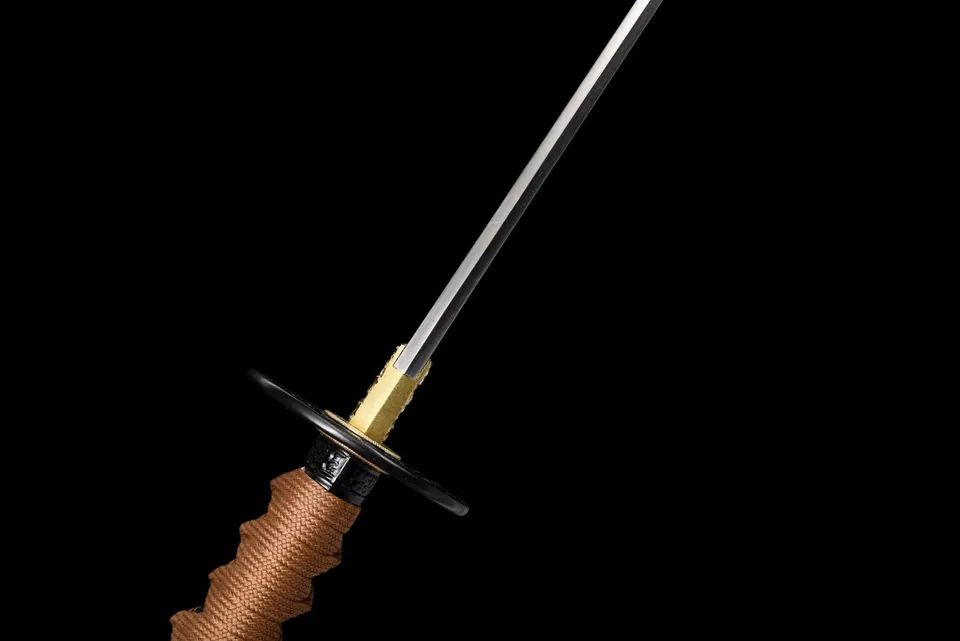 Katana Kageho en acier T10 à hamon, saya noire mate à kurigata laqué, vue 8