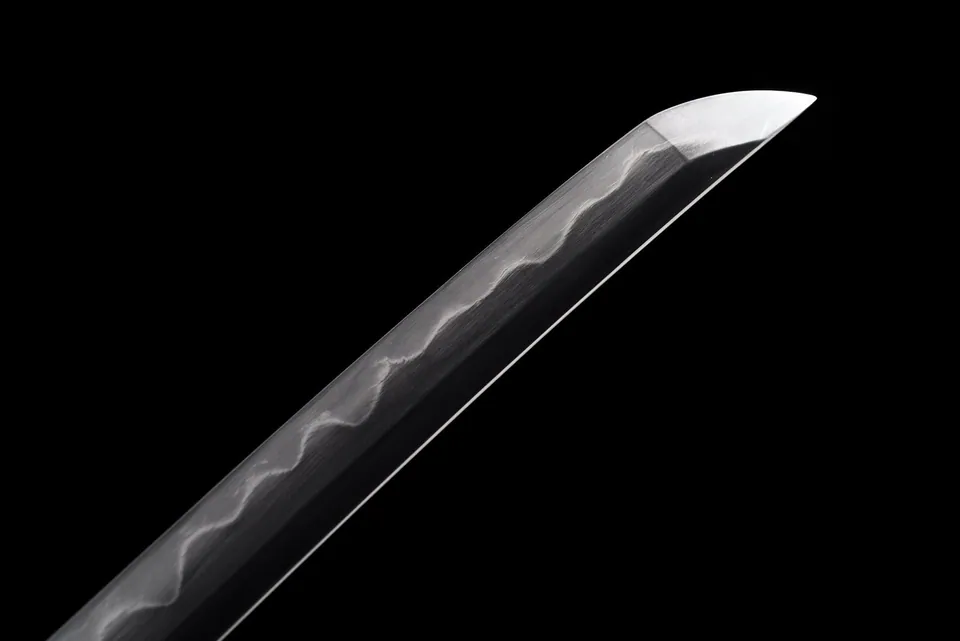 Katana Kakuran en acier san mai T10 et damas, hamon midare, vue 5