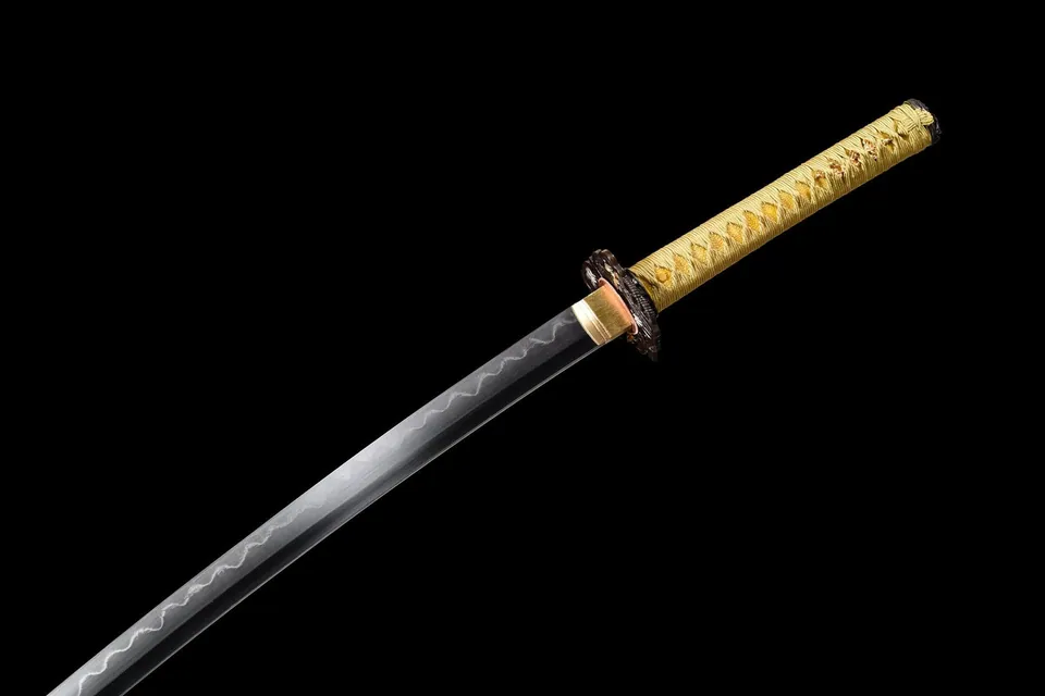 Katana Kintsurugi en acier san mai, tsuba aux grues dorées, vue 7