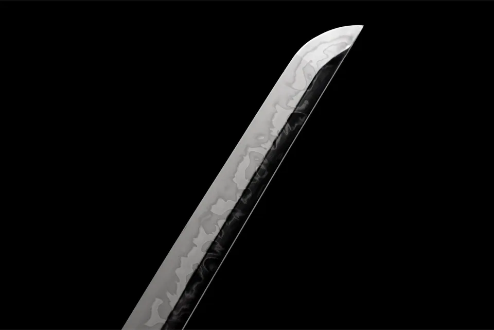 Katana Kogane Ryū en acier T10 à hamon, saya laquée et dragon doré, vue 5