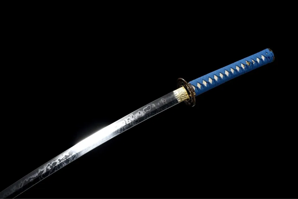 Katana Kujaku en acier T10, hamon en clou de girofle, saya au paon, vue 6