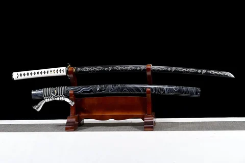 Katana Kurochō en acier 1060, finition noire mate