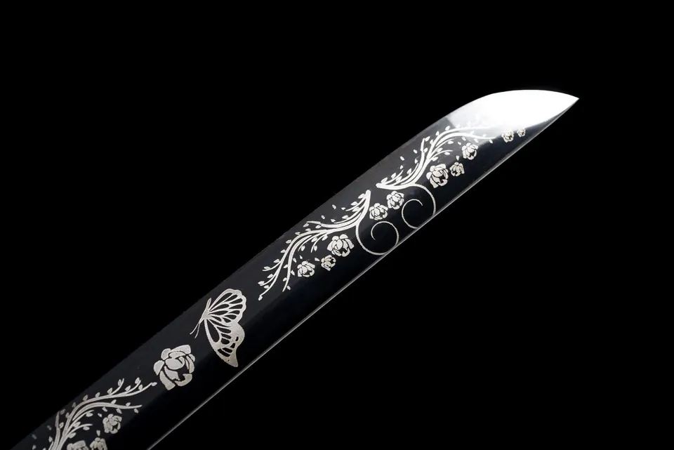 Katana Kurochō en acier 1060, finition noire mate, vue 5