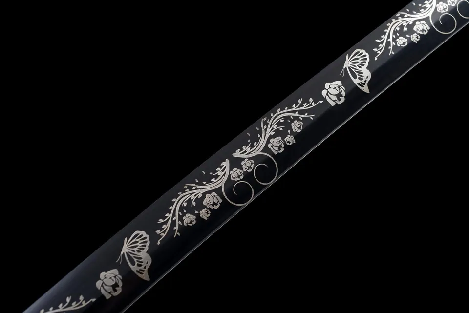 Katana Kurochō en acier 1060, finition noire mate, vue 6