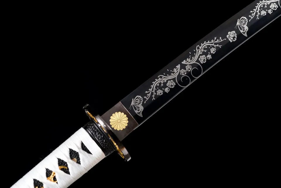 Katana Kurochō en acier 1060, finition noire mate, vue 7