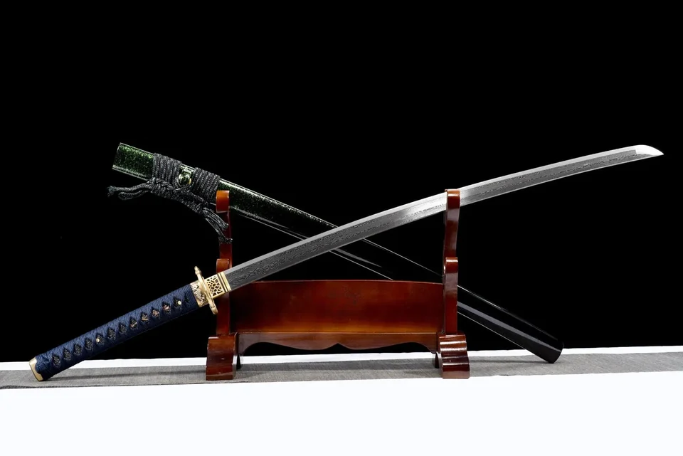 Katana Midori no Yoru en acier damas, inspiré de One Piece, vue 4