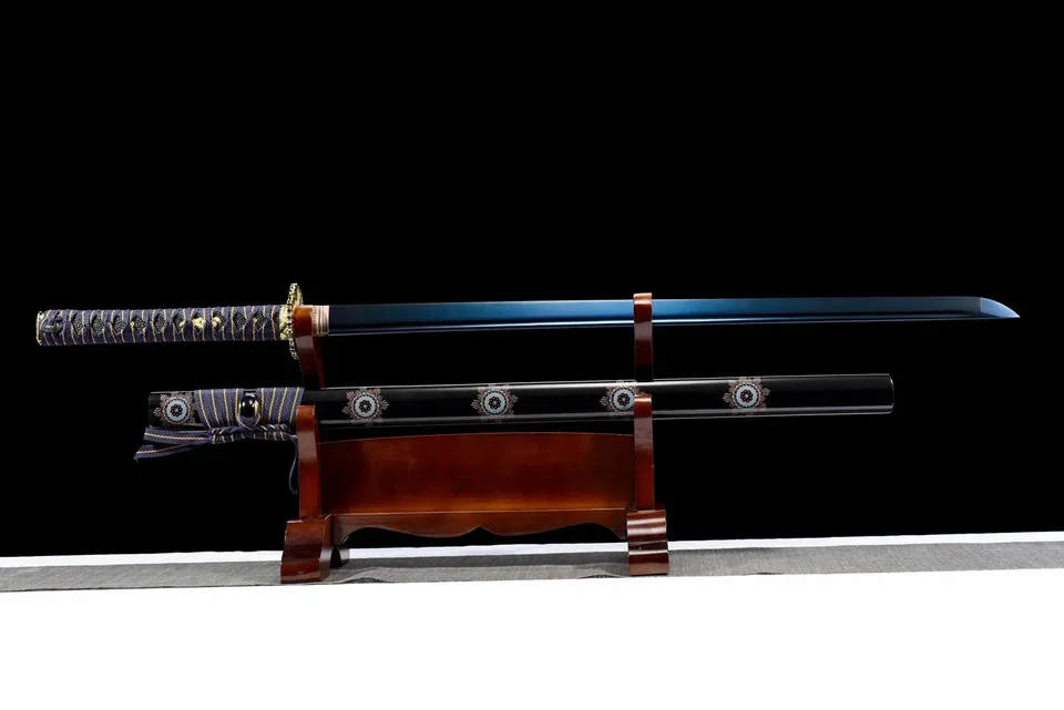 Katana Murasaki en acier au manganèse, lame aux reflets violets, vue 2