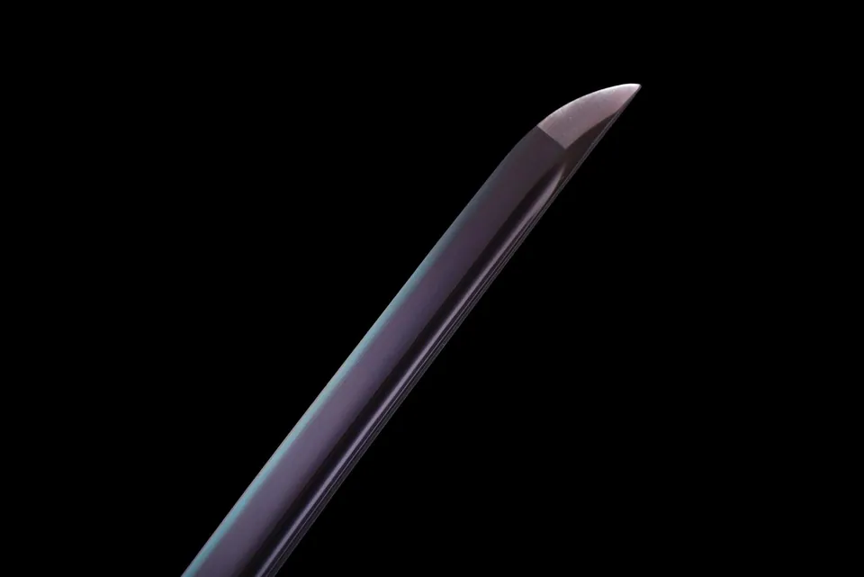 Katana Murasaki Ryū en acier 1060 violet, bo-hi et dragon gravé, vue 6