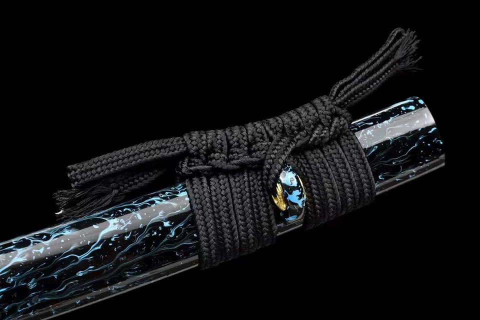 Katana Origami en acier T10 avec bo-hi, saya en ébène, vue 5