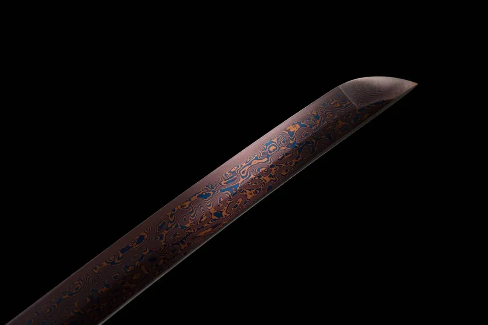 Katana Owari en acier damas pourpre, monture de style tachi, vue 7
