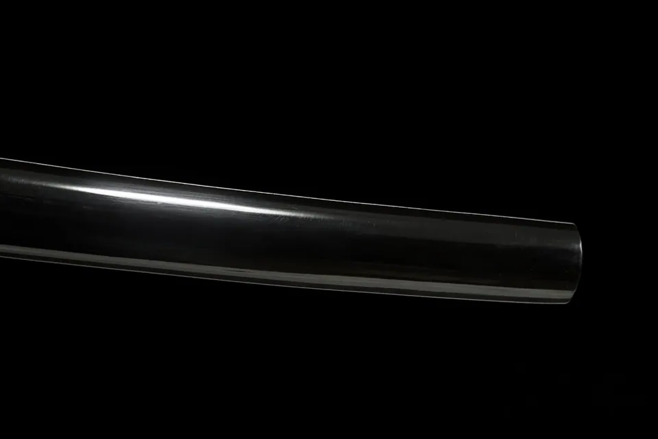 Katana Pimpas en acier T10, hamon ondulé, cordage rouge et noir, vue 6