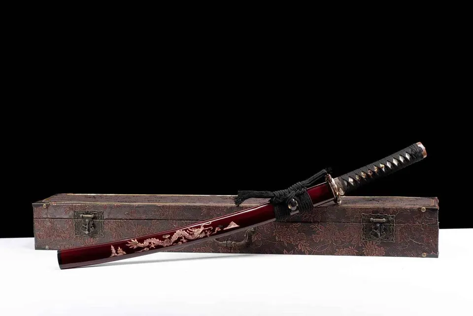 Wakizashi Ryūjin en acier san mai avec hamon, lame de 52 cm, vue 2