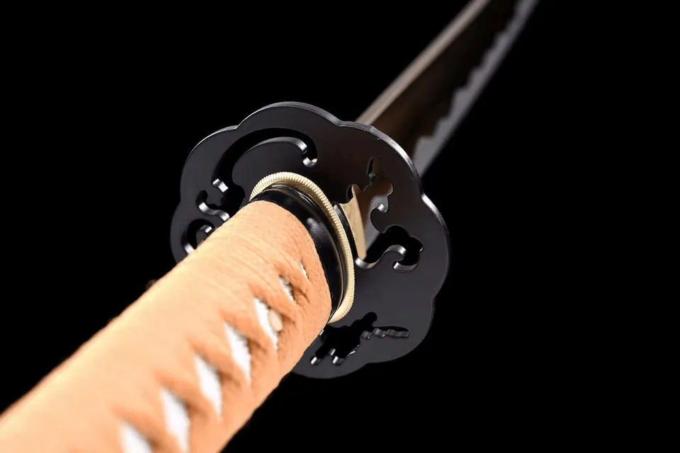 Katana Sabaku en acier au manganèse, lame marron, tsuba en fer, vue 5