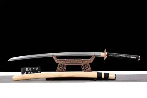 Katana Shiroi Ki en acier damas, lame de 75 cm, saya claire