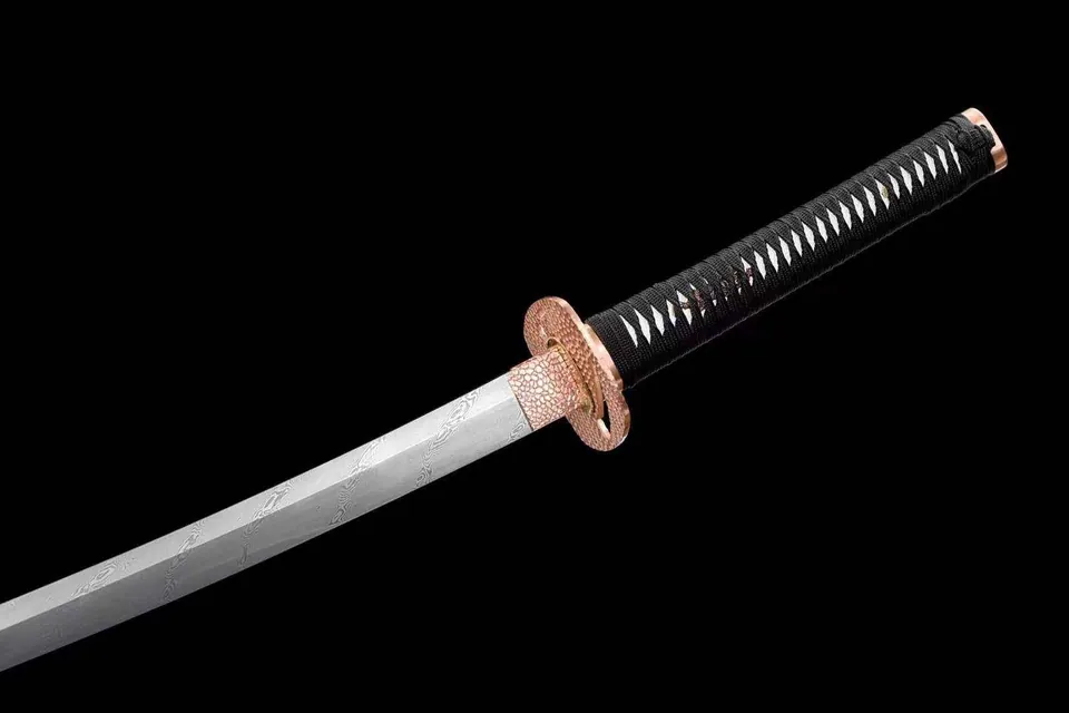 Katana Shiroi Ki en acier damas, lame de 75 cm, saya claire, vue 4
