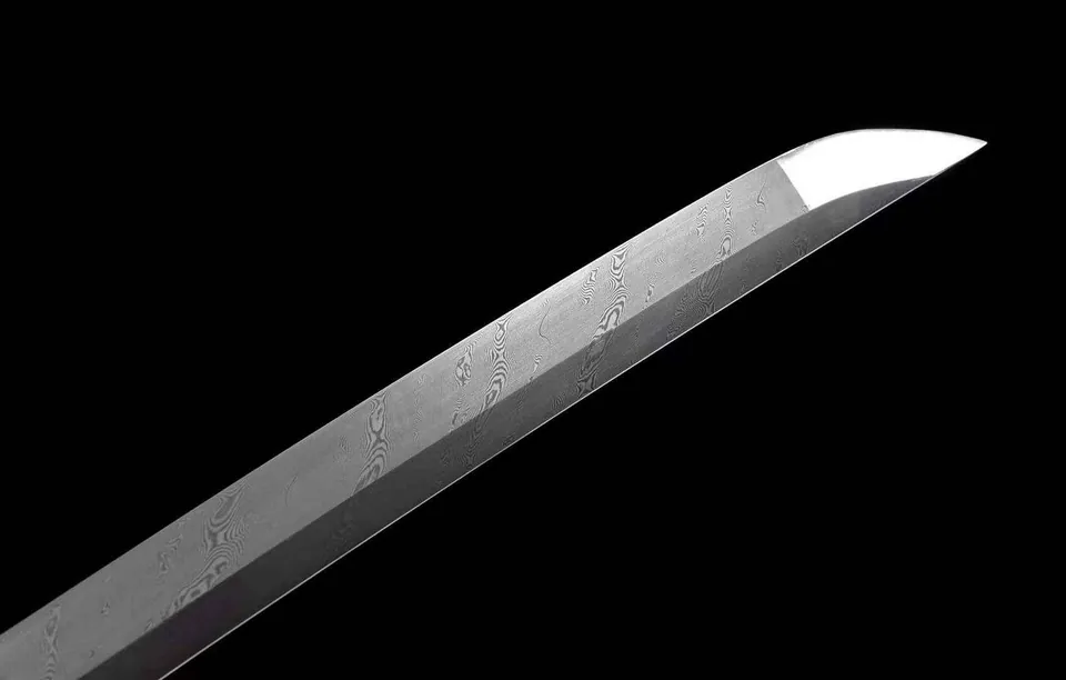 Katana Shiroi Ki en acier damas, lame de 75 cm, saya claire, vue 5
