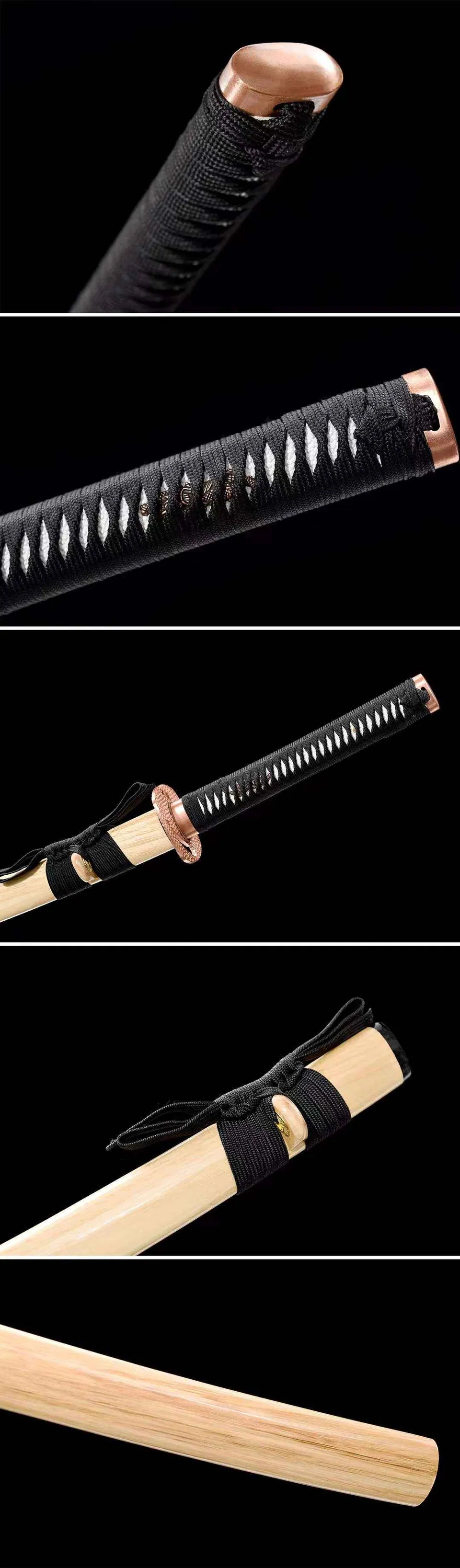 Katana Shiroi Ki en acier damas, lame de 75 cm, saya claire, vue 6