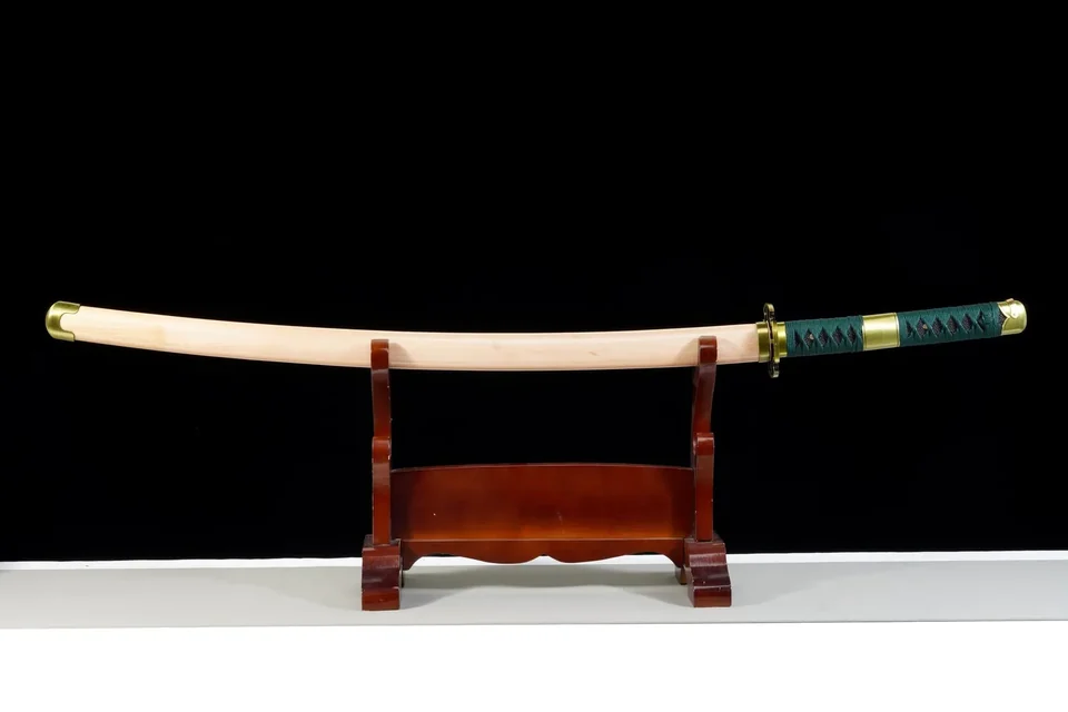 Katana Shodai Kisetsu en acier 1065, motif de vagues violet, vue 2