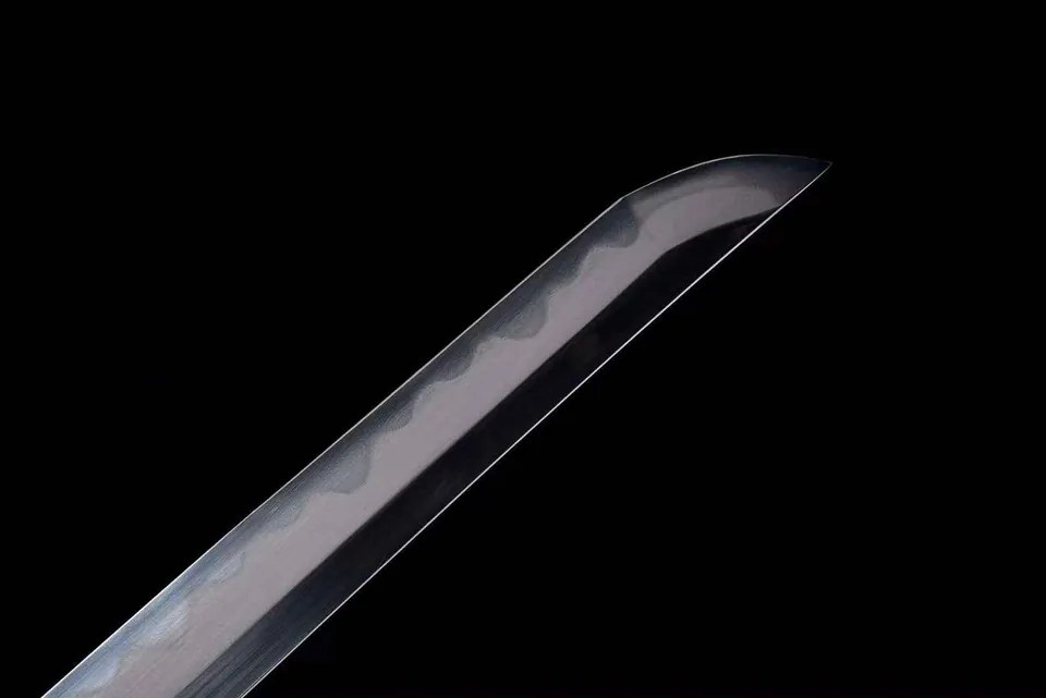 Katana Shōgun en acier damas avec hamon, monture en cuivre, vue 4