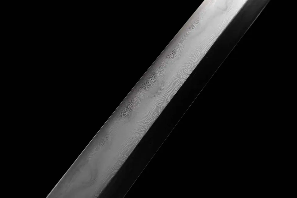 Katana Shujin en acier san mai, hamon et saya en bois, vue 6